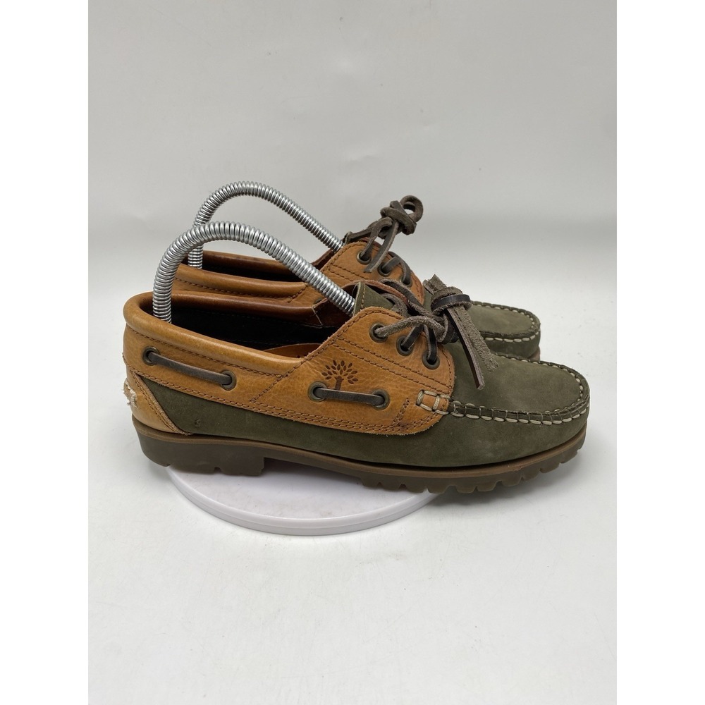 Woodland Boat Shoes Mens US 5 EU 39 3-Eye Green Brown Casual Slip On 4189